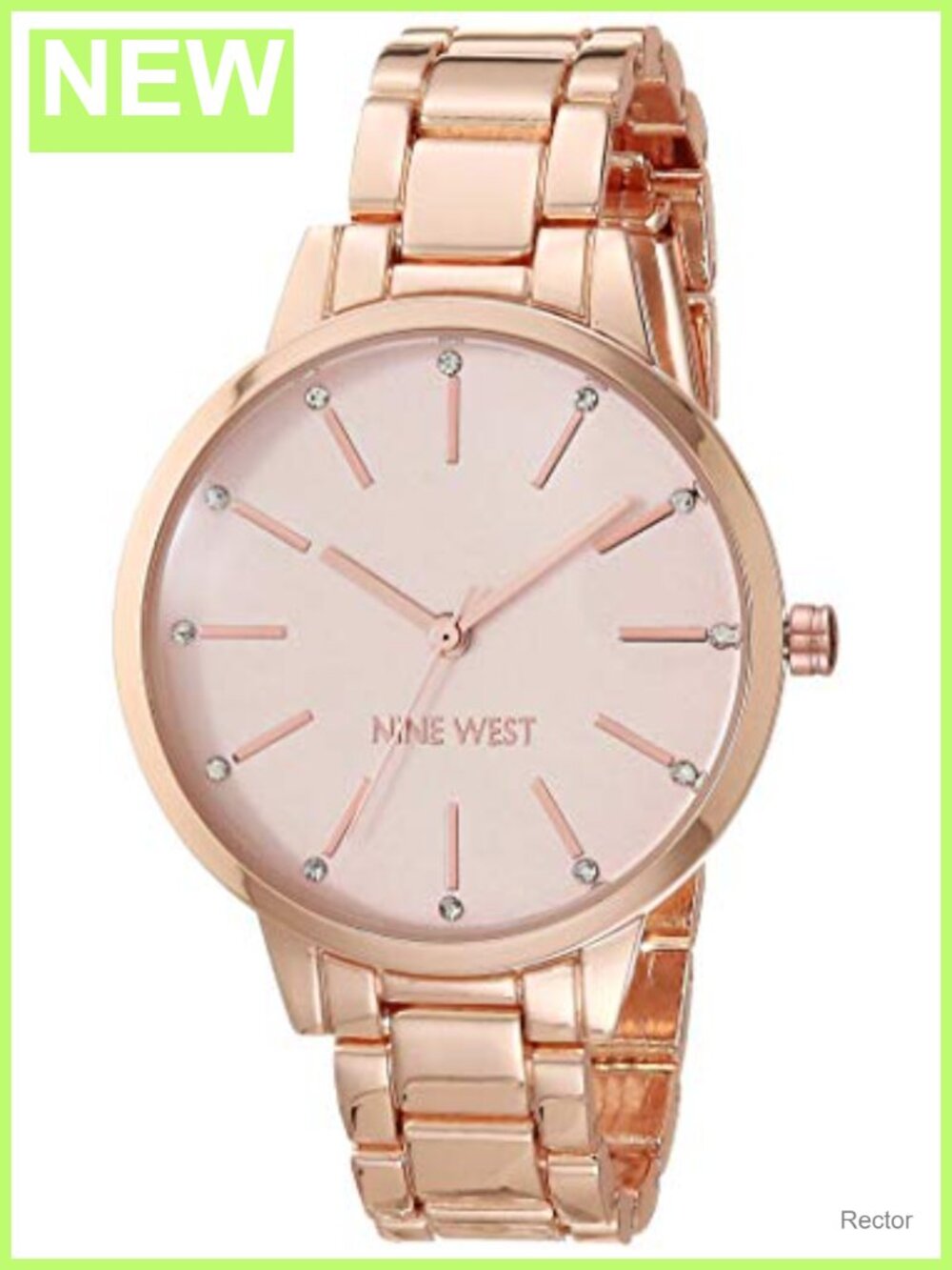 Crystal Accented Bracelet Watch, Rose Gold-Tone Adjustable Metal, Japanese